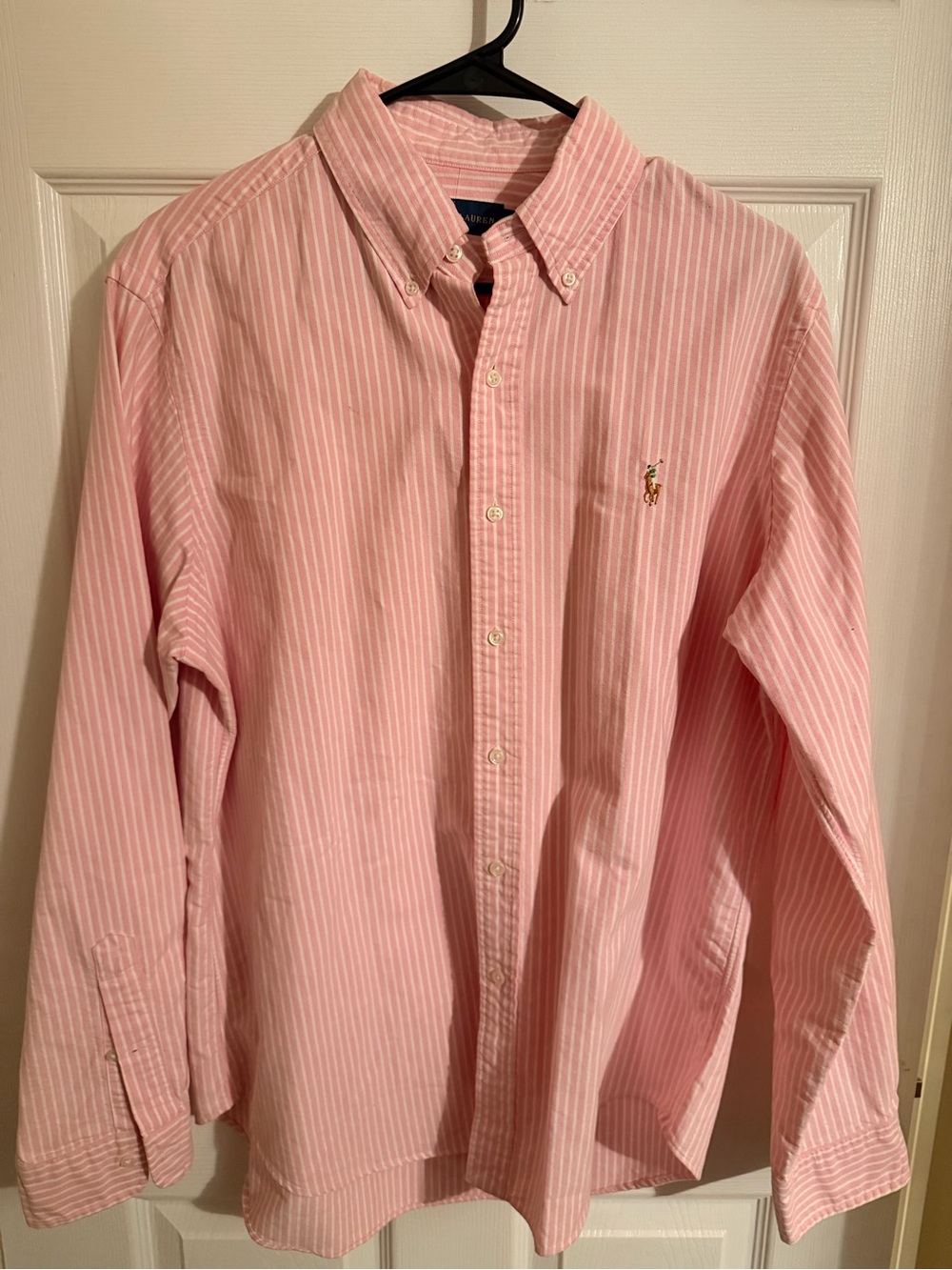 Ralph Lauren Pink and White Stripe Button-Down Shirt